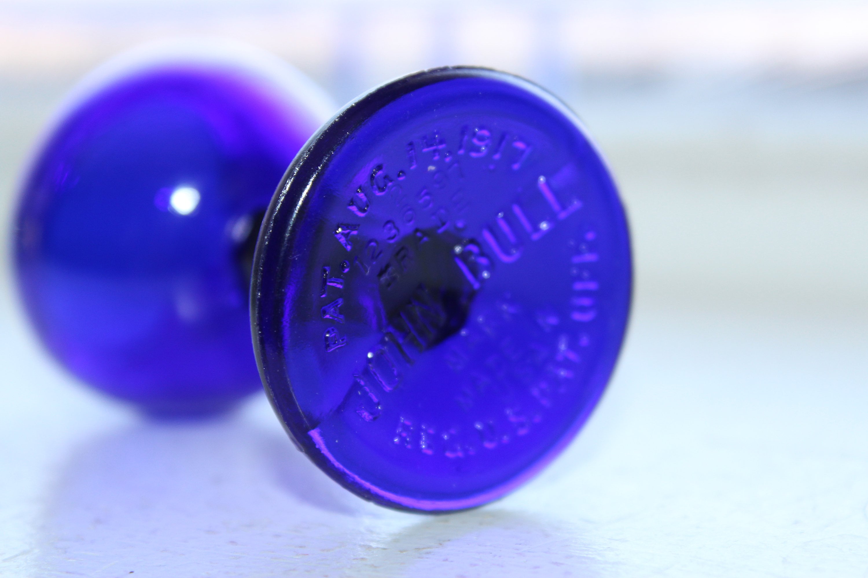 Antique Cobalt Blue Glass Eye Cup Eye Wash John Bull 1917