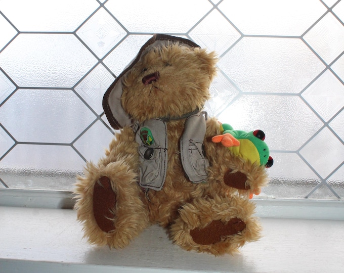 Rainforest Rudy Ranger Teddy Bear with Frog 12"