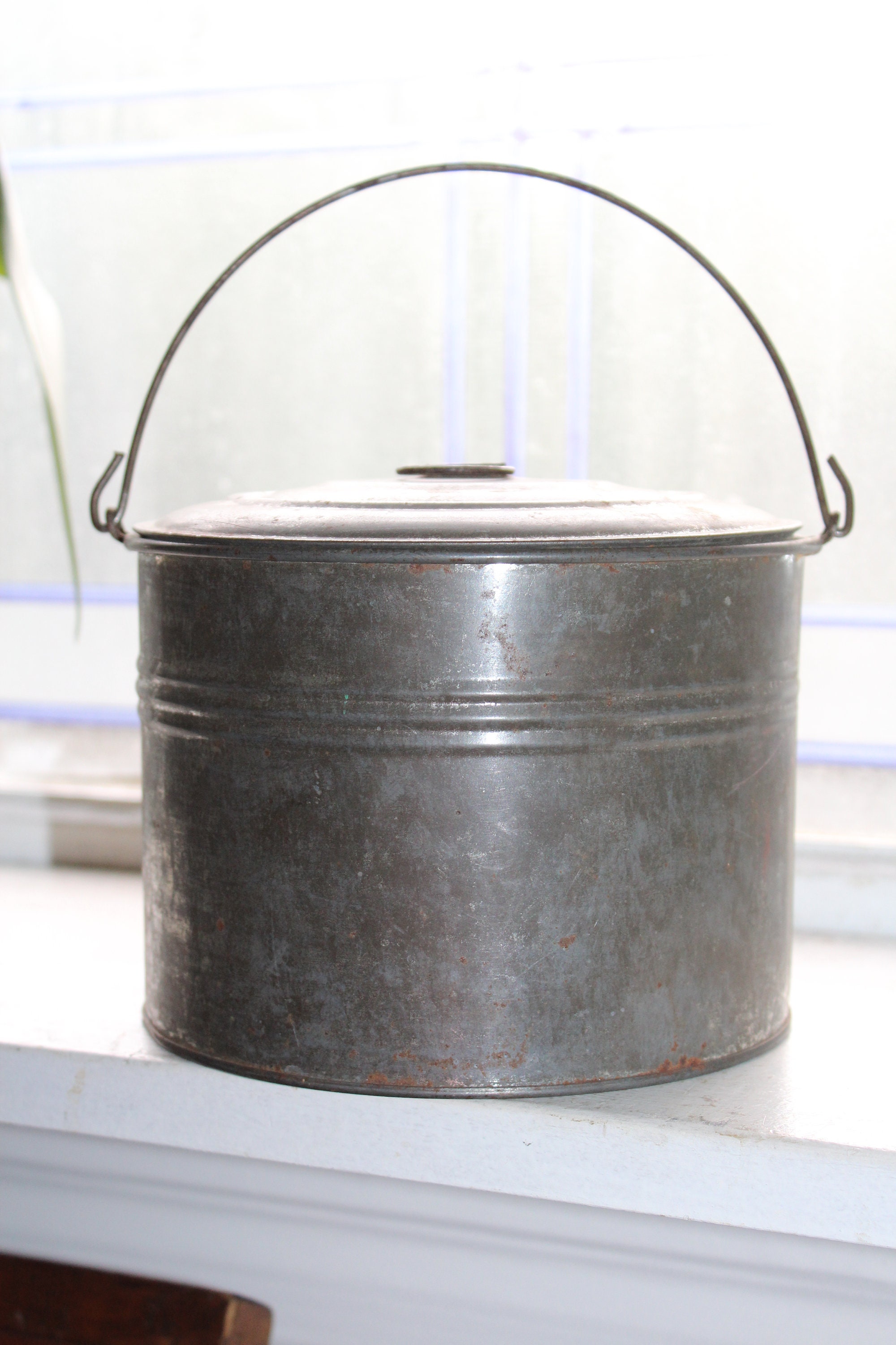 Antique Tin Berry Pail Bucket Rustic Farmhouse Decor