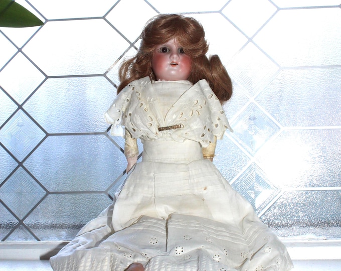 Victorian Antique Armand Marseille Lilly Doll Leather Body 3/9 16"