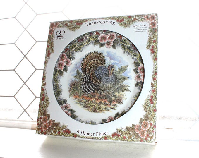 4 Queen's Myott Thanksgiving Turkey Dinner Plates Archive Illustrations