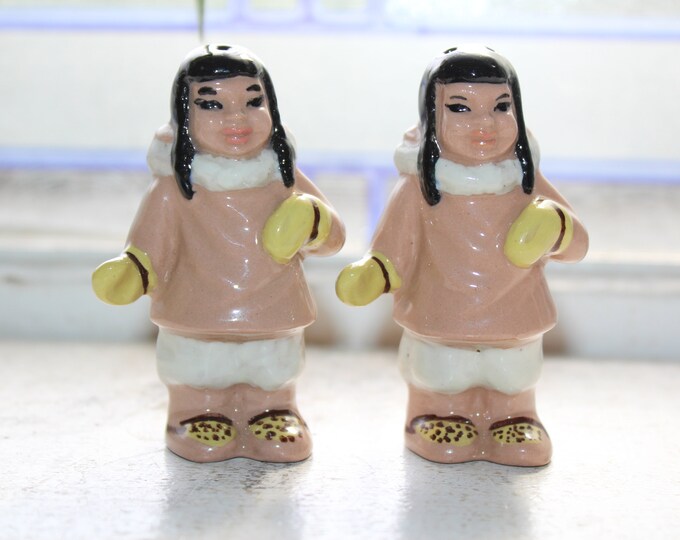 Vintage Eskimos Salt and Pepper Shakers Ceramic Arts Studio