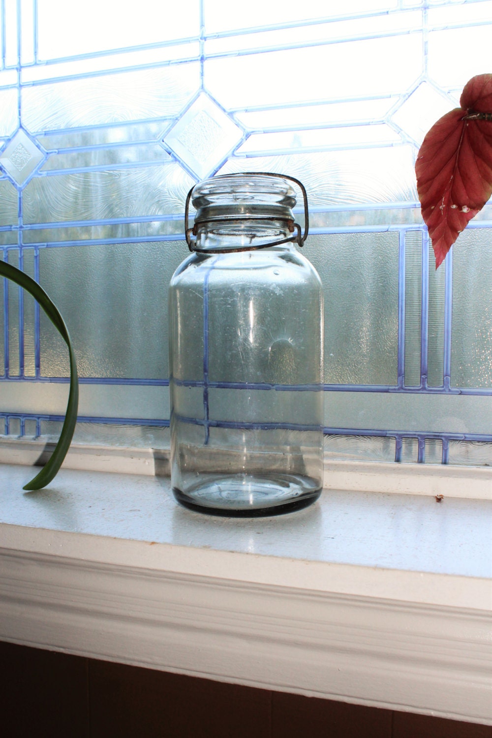 Vintage Half Gallon Mason Jar Cleveland Fruit Juice Co. with Glass Lid