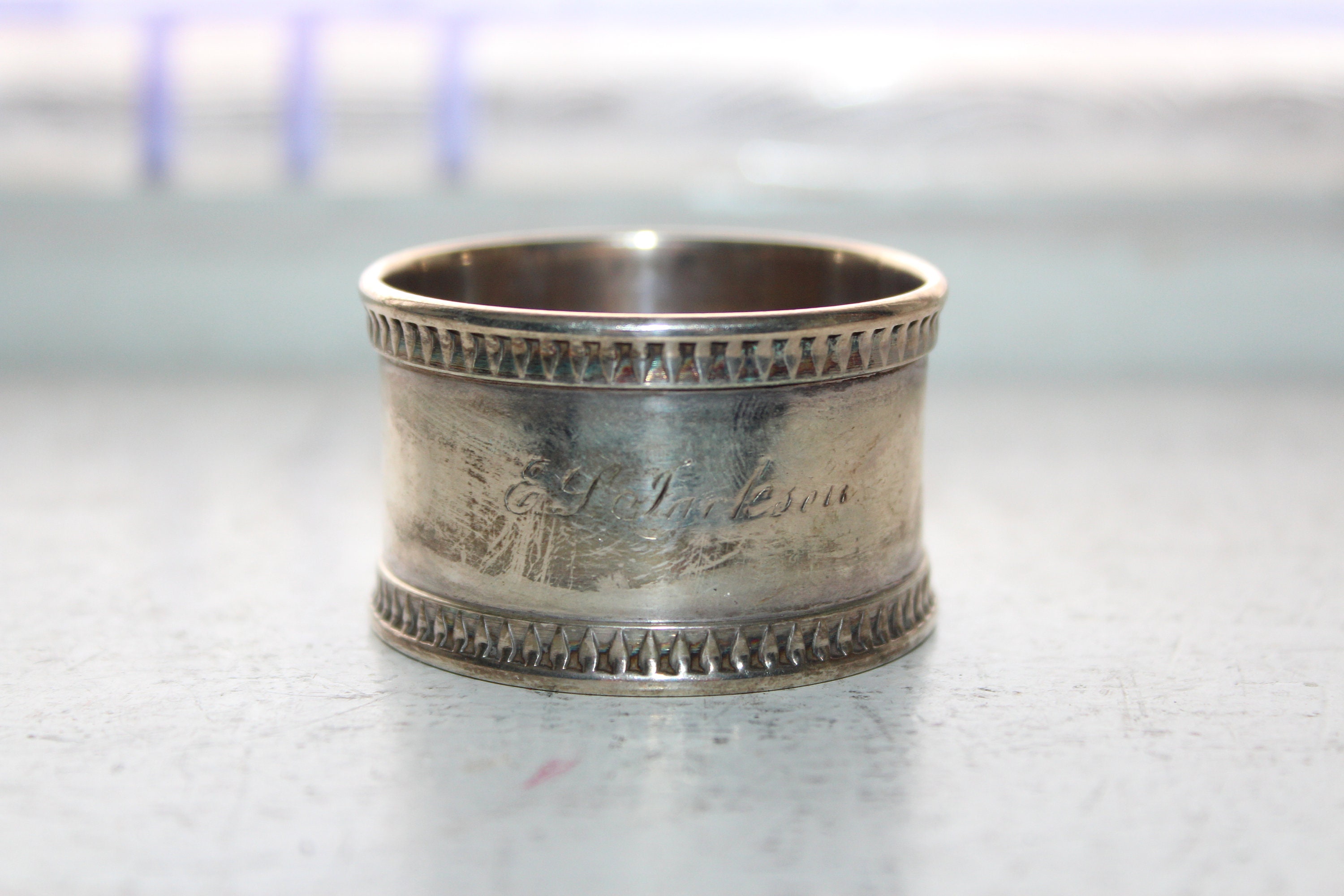 Antique Victorian Silverplate Napkin Ring Engraved Jackson