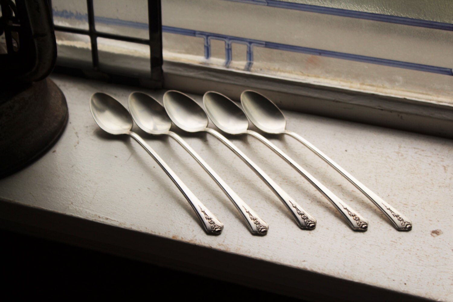 5 Vintage Ice Tea / Parfait Spoons Holmes & Edwards Spring Garden