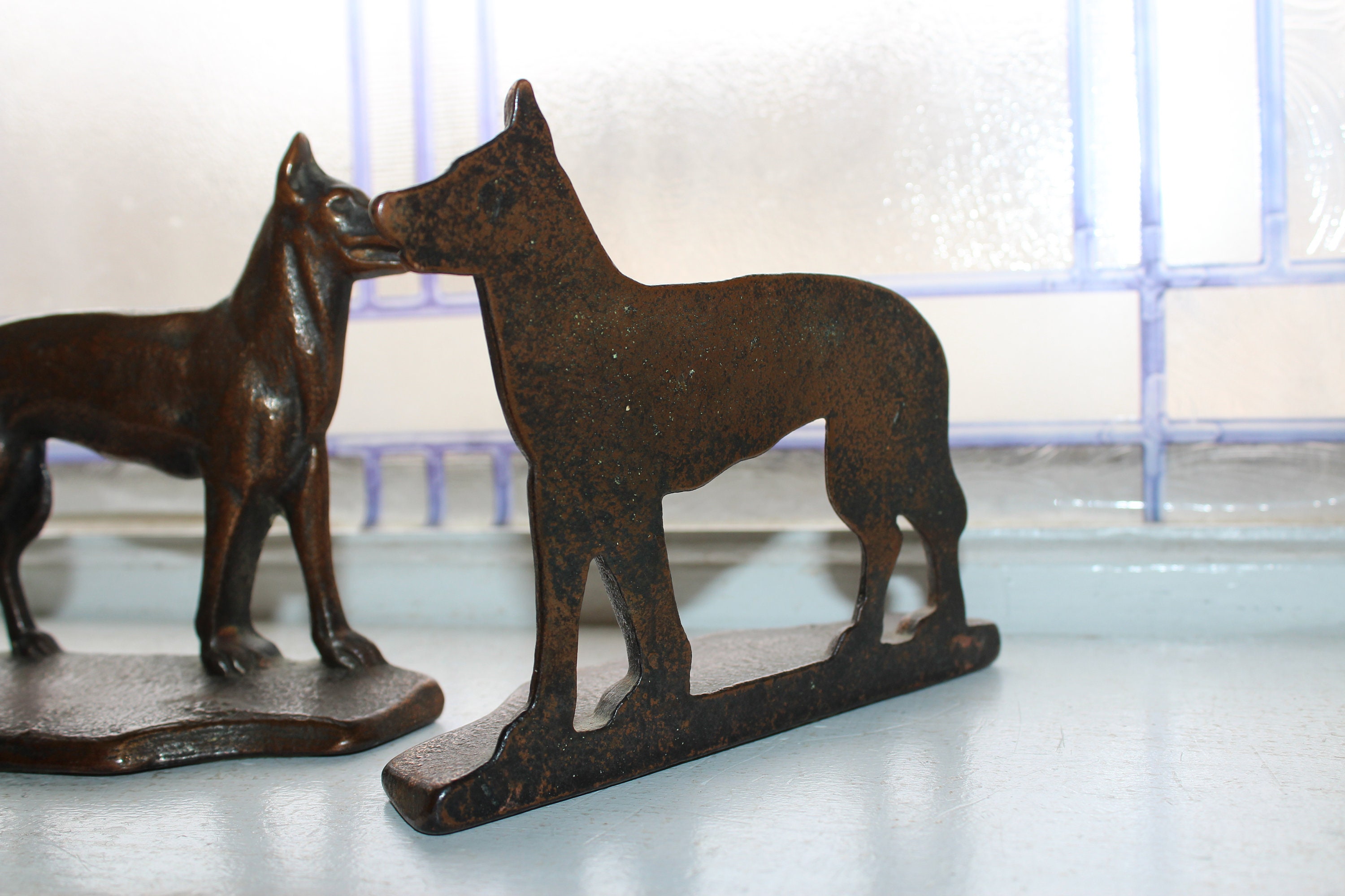 Vintage Art Deco Dog Bronze Bookends