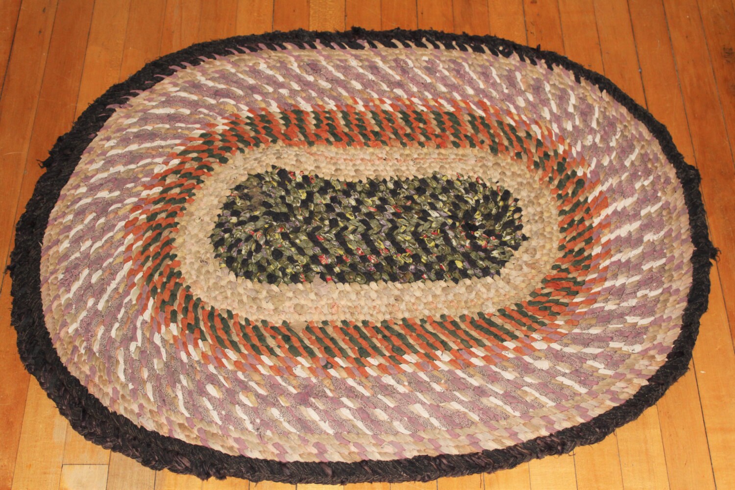 Antique Braided Rug Country Farmhouse Decor 38 x 29