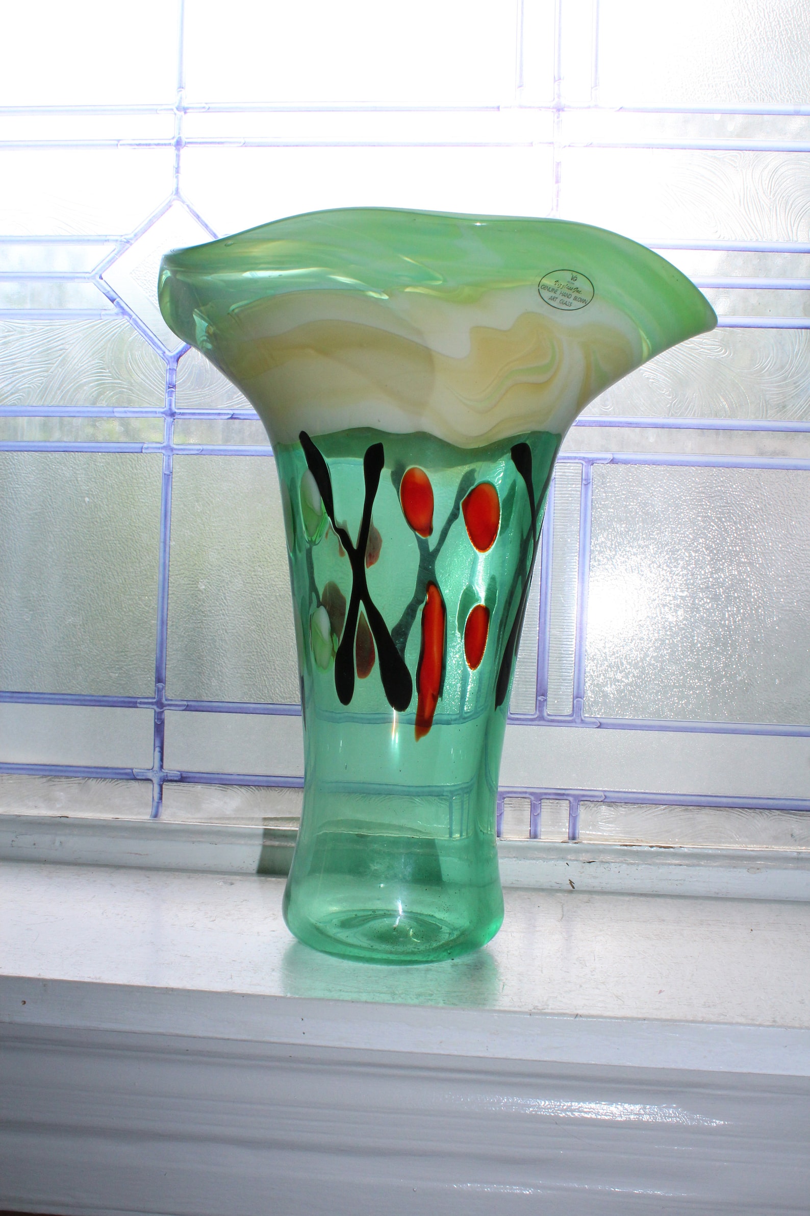 Large Viz Art Glass Vase Hand Blown 11.5 Etsy