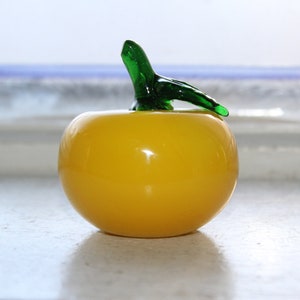 Verre de style murano vintage fruit pomme jaune soufflé à la bouche