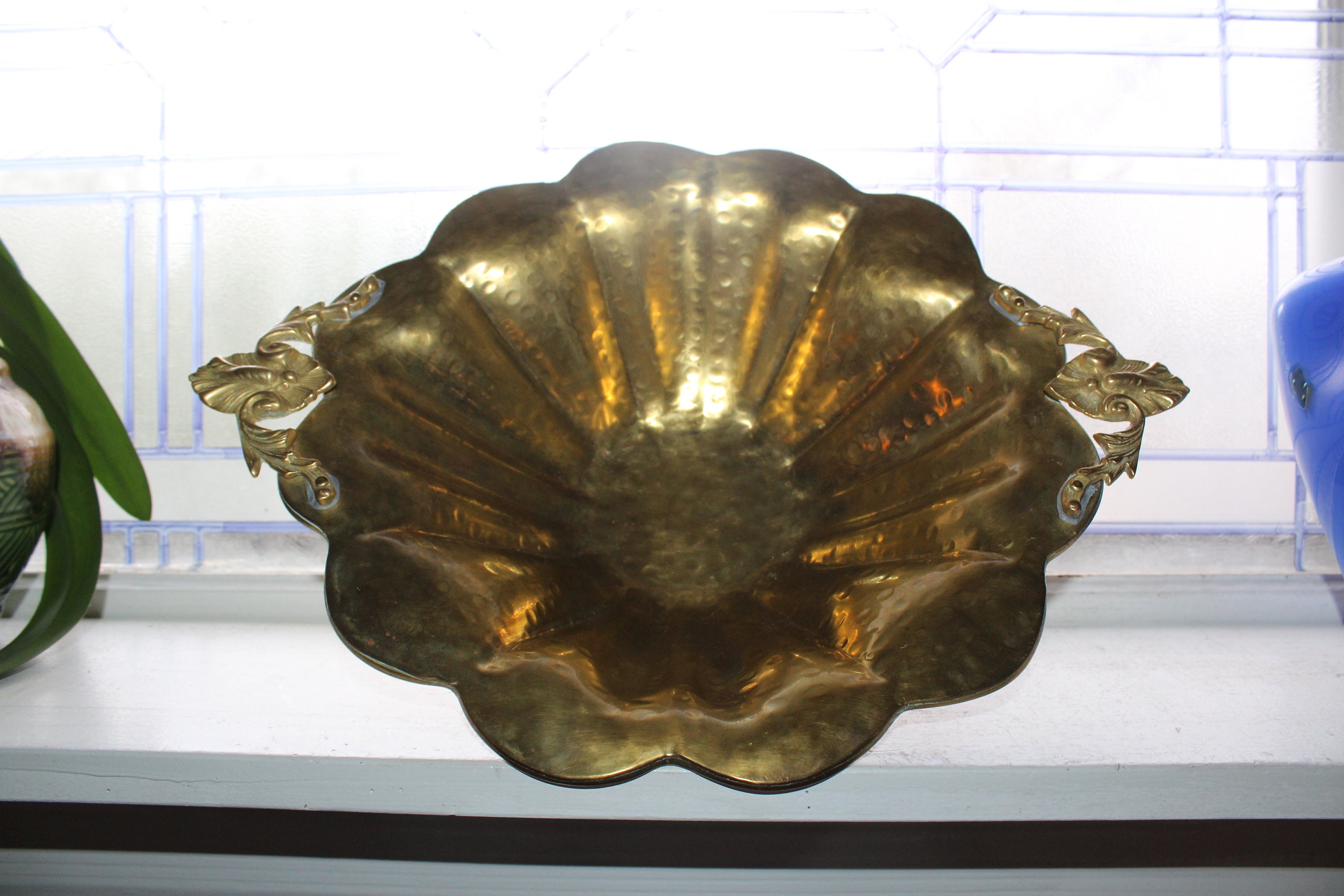 Large Vintage Footed Brass Fruit Bowl