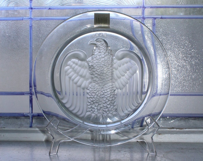 Vintage Lalique Crystal Plate American Eagle 1976