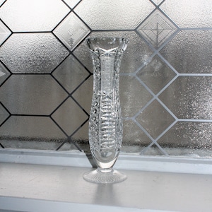 Elegant Vintage Cut Crystal Footed Bud Vase
