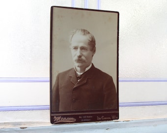 Antique Cabinet Card Photograph Victorian Man with a Mustache