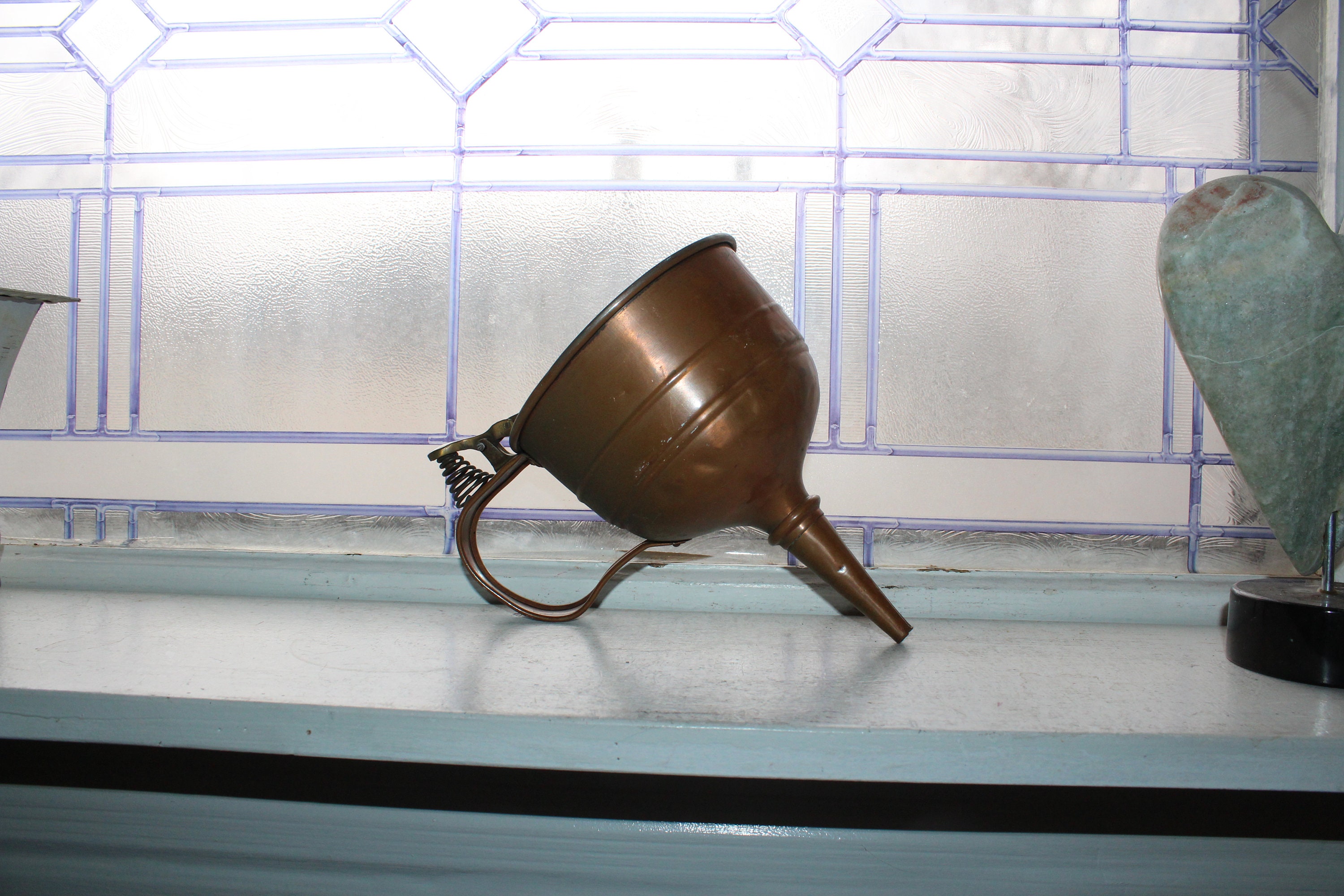 Large Antique Copper Oil Funnel