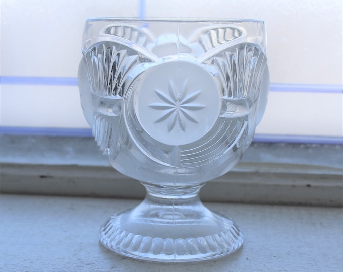 EAPG Glass Sugar Bowl Horn of Plenty Frosted Circle Late 1800s Antique