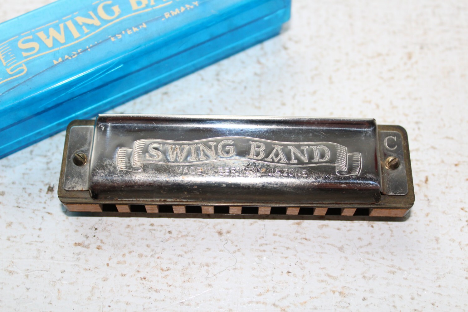 Vintage Swing Band Harmonica US Zone Germany with Case 1950s