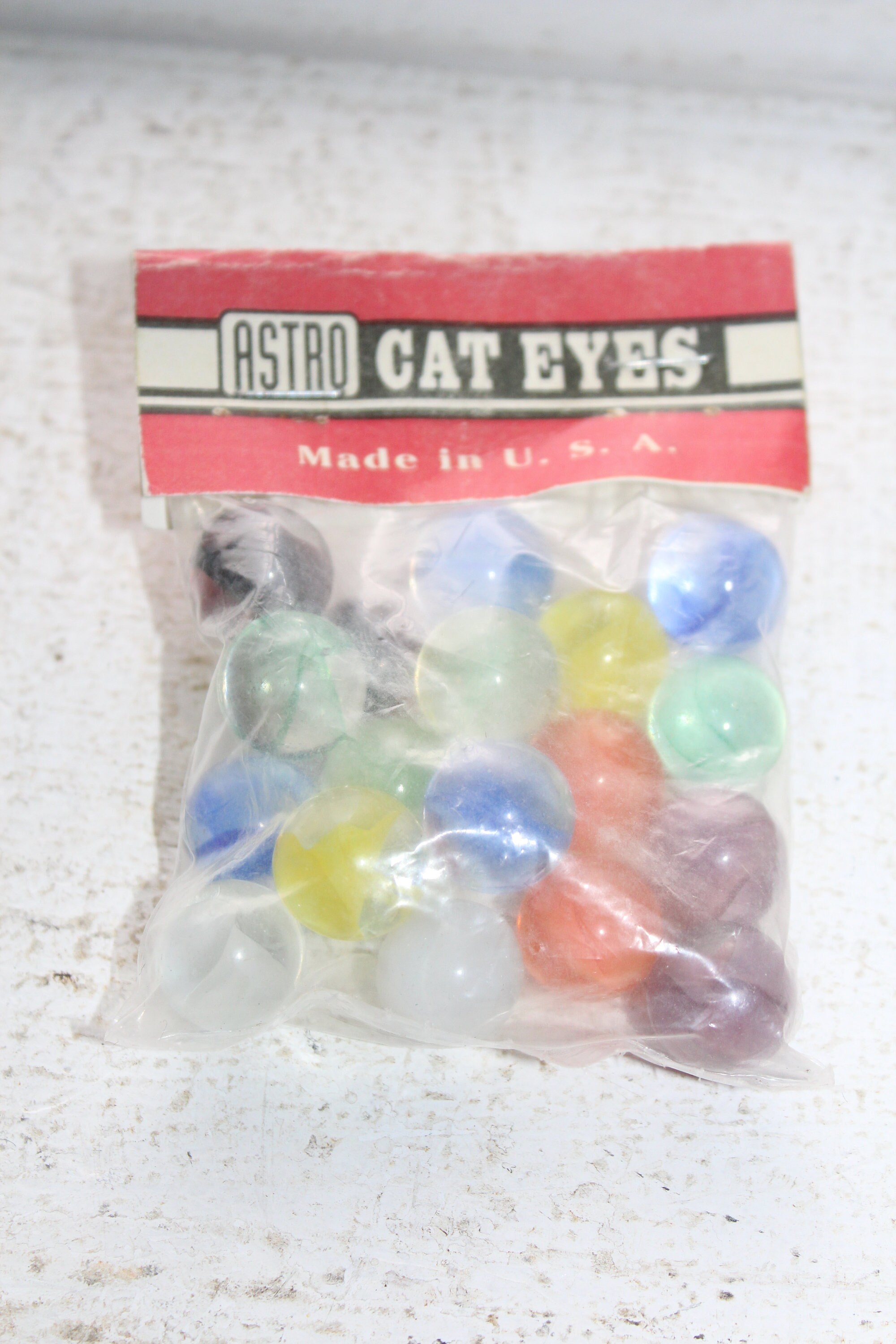 Vintage 1950s Astro Cat Eyes Marbles In Bag