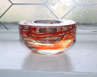 ヴィンテージ Sea Glasbruk スウェーデン ガラス キャンドルホルダー