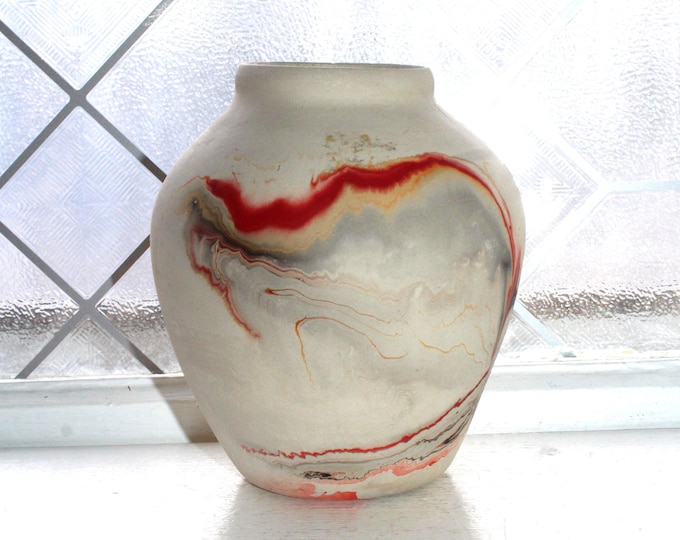 Vintage Nemadji Pottery Vase Southwestern Swirl Style