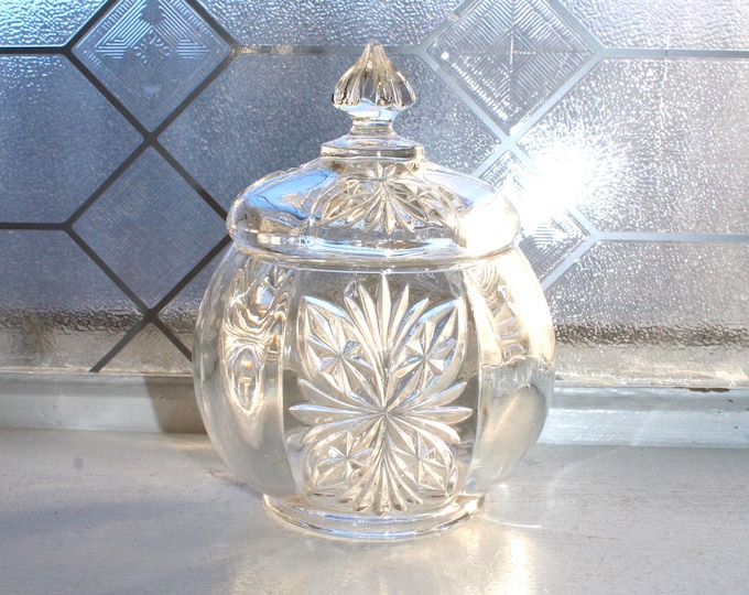 Antique EAPG Candy Dish Sugar Bowl Petaled Medallion Riverside Glass Circa 1895