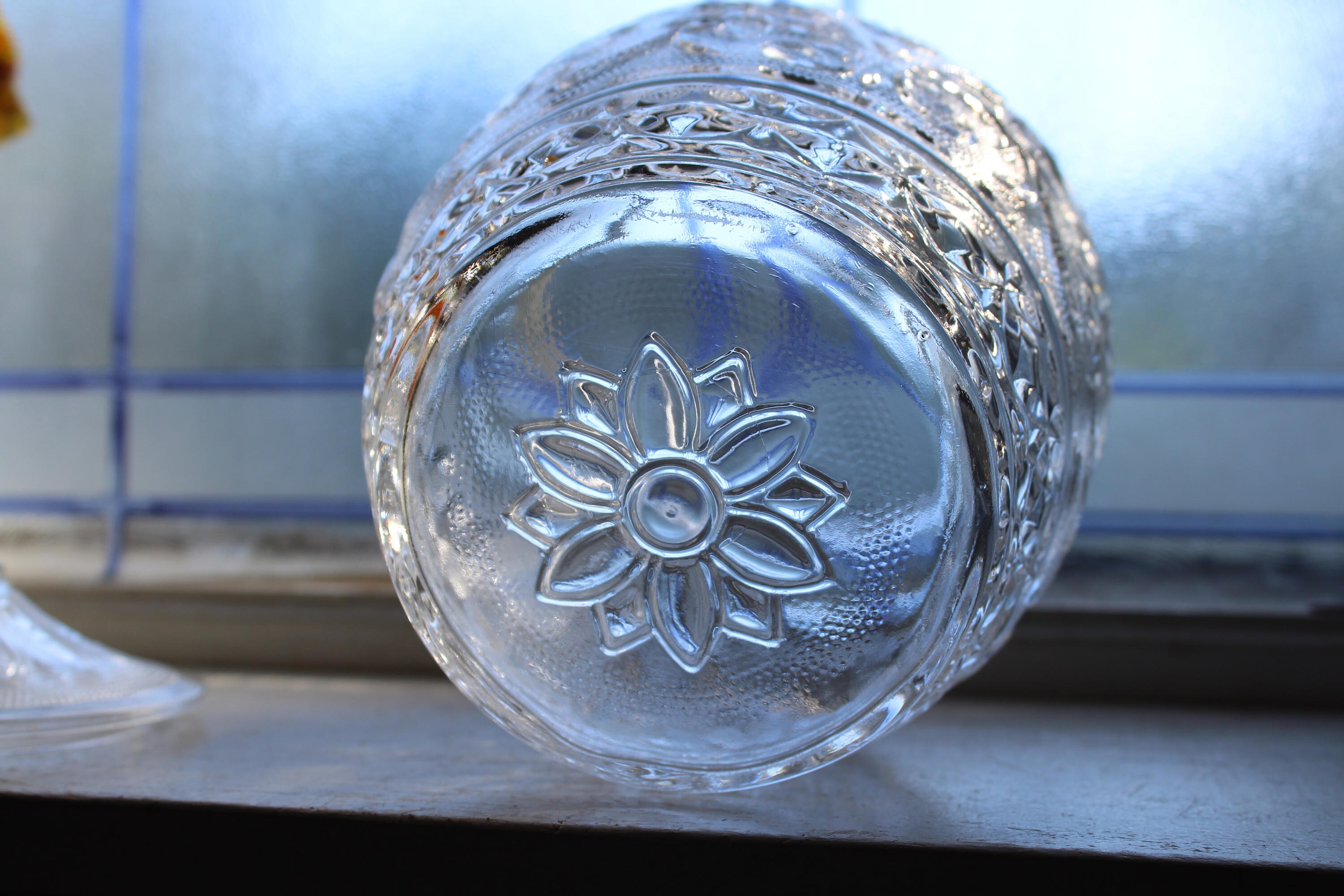 Vintage Sandwich Glass Cookie Jar