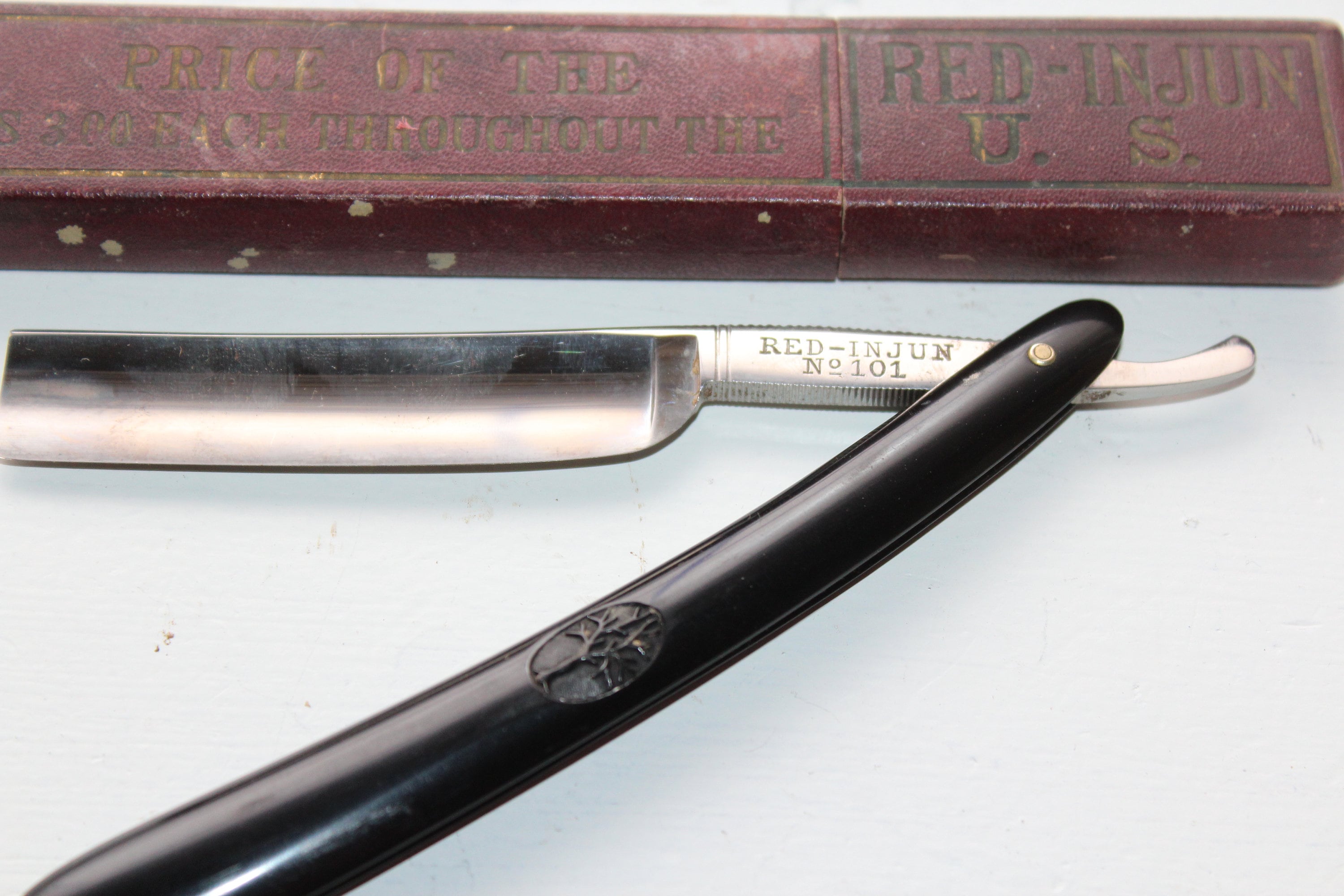 7 Day Razor Set Red Injun Vintage Straight Razor H Boker & Co Red Injun No. 101