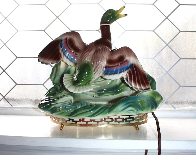 Vintage 1950s Mallard Duck TV Lamp Planter Maddux Mid Century Decor