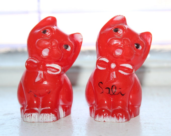 Vintage Cat Salt and Pepper Shakers 1950s