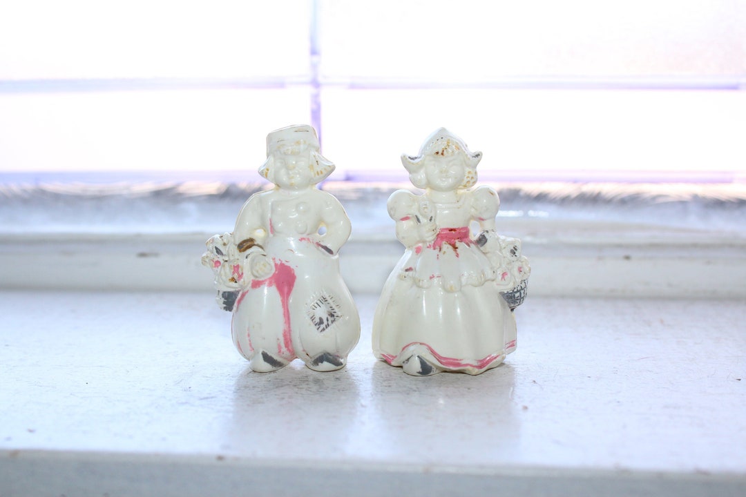 Vintage Salt and Pepper Shakers Celluloid Dutch Boy and Girl 1920s Etsy