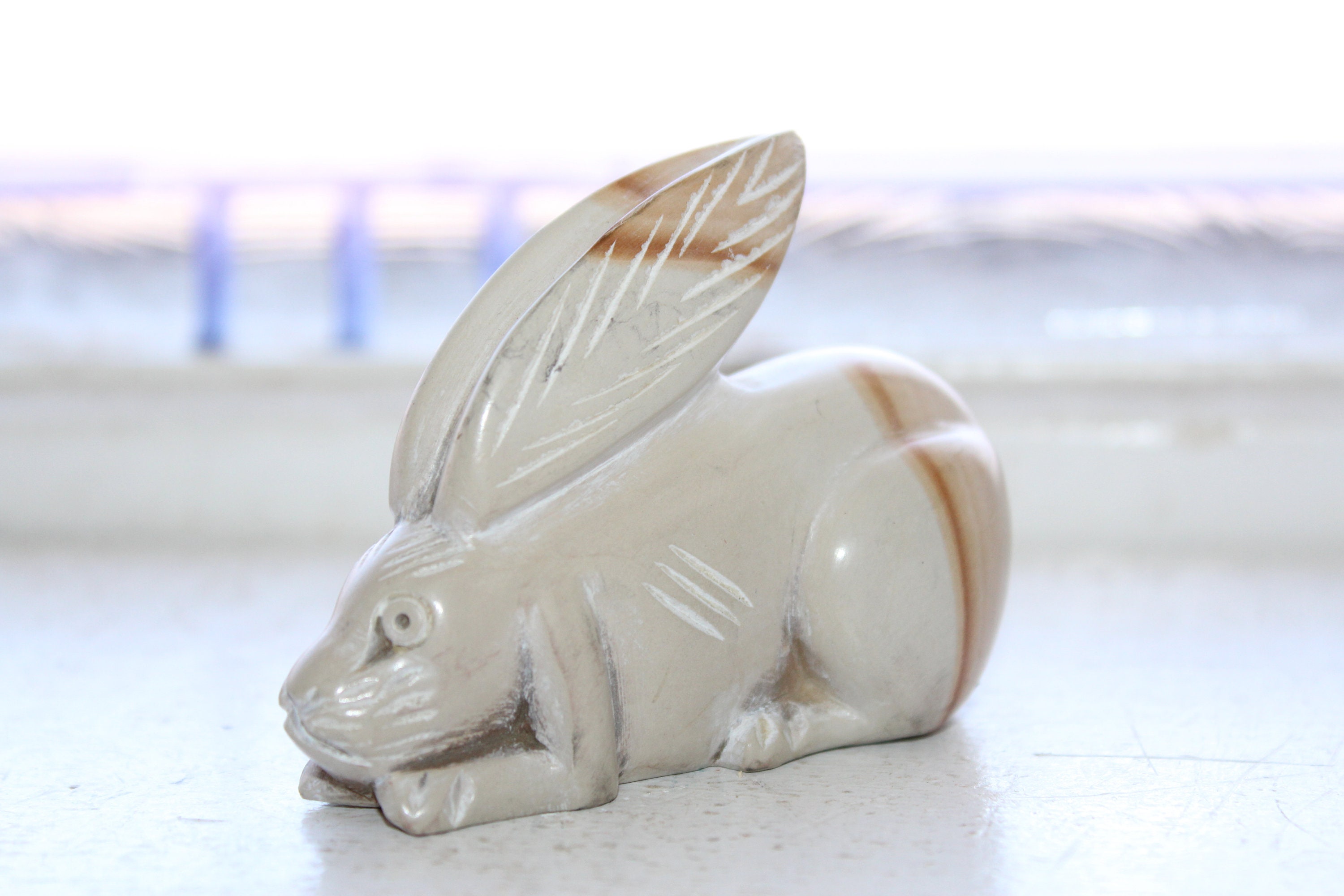 Vintage Carved Soapstone Rabbit Bunny Figurine