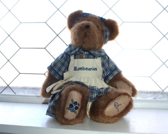 Boyds Bears Muffin B Bluebeary Teddy Bear with Plaid Dress Retired