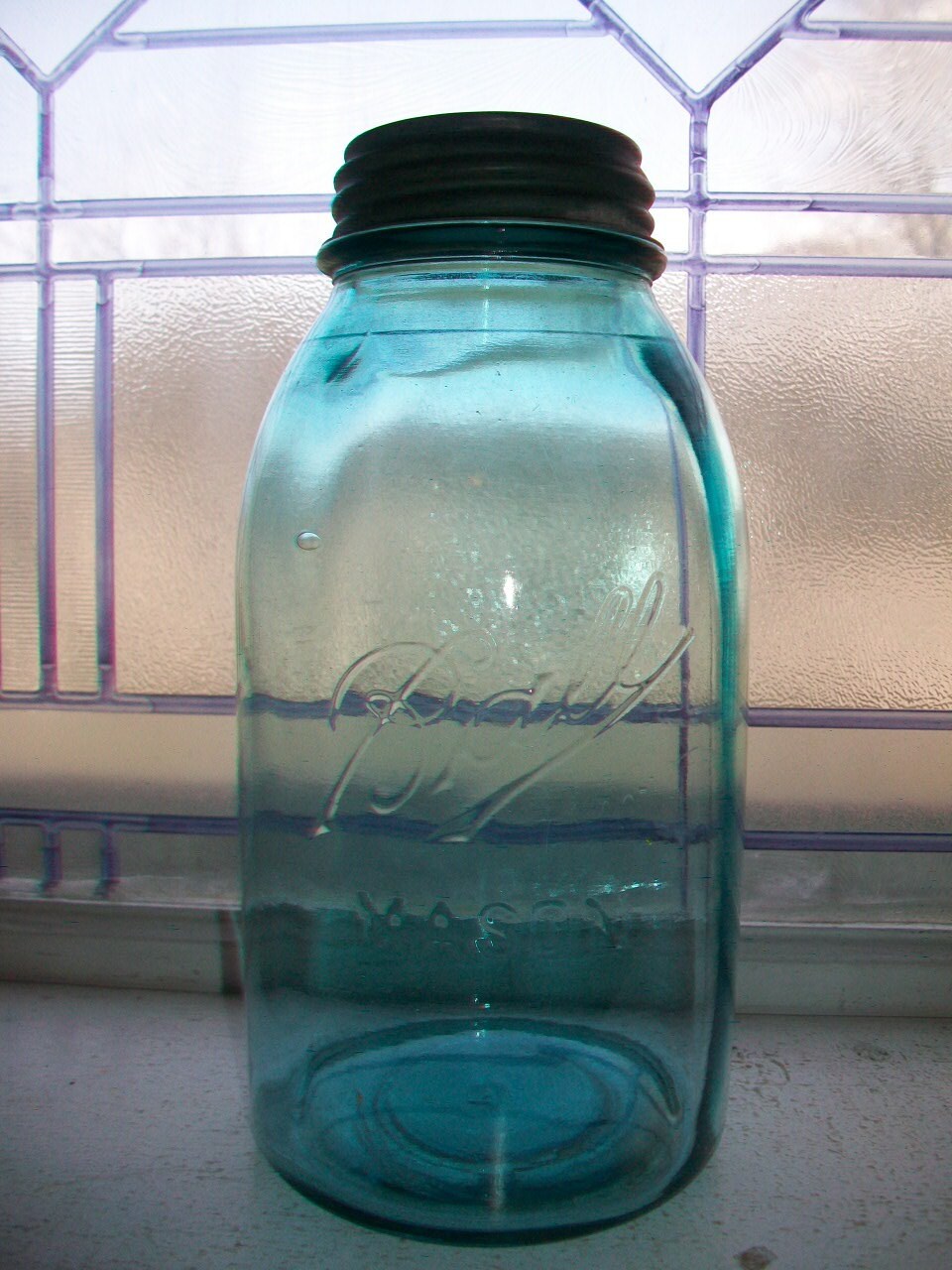 Vintage Blue Ball Mason Jar Half Gallon 1910 to 1923 Blue Canning Jar