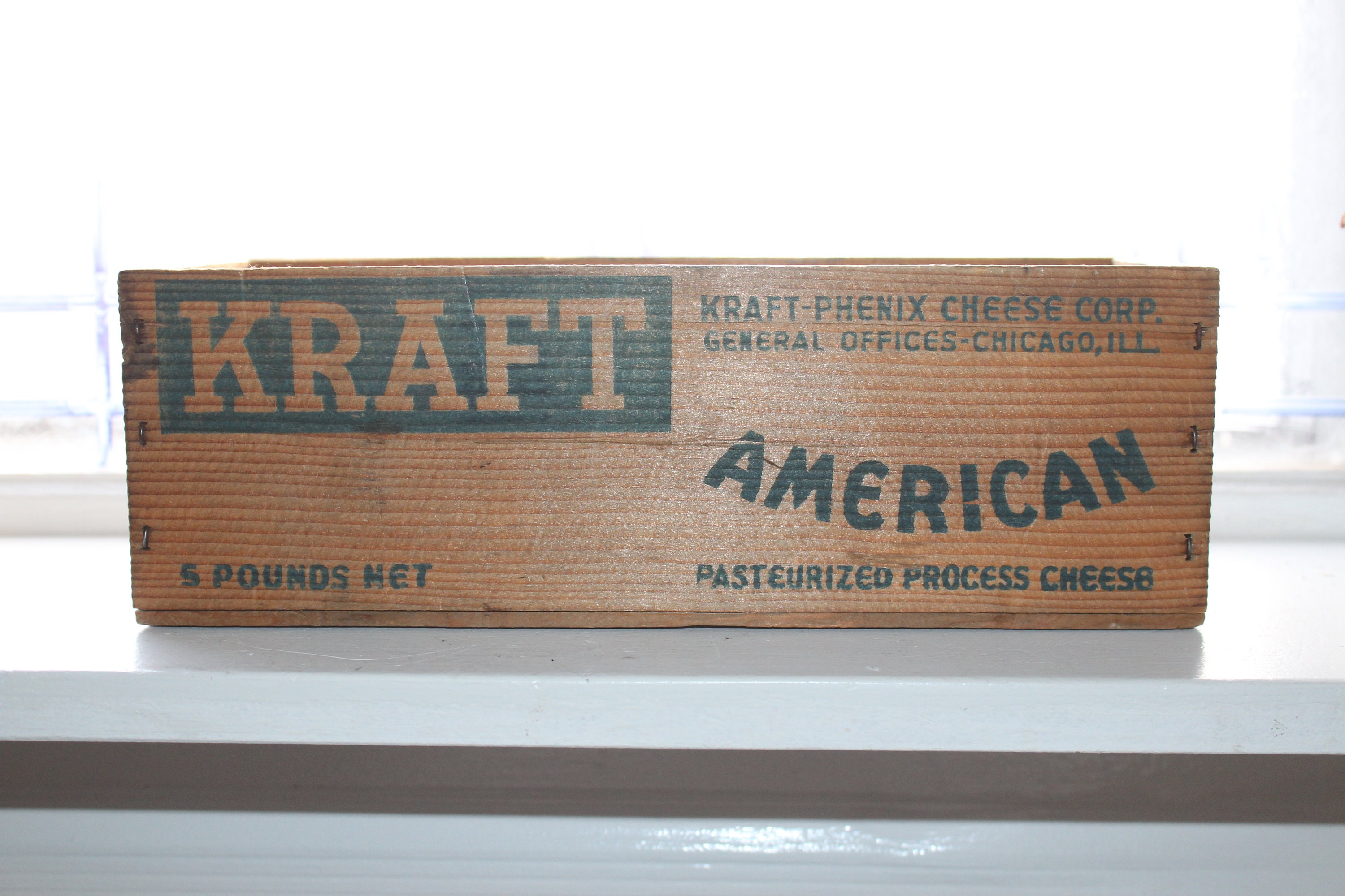 Large Kraft Cheese Wooden Box Vintage Rustic Farmhouse Decor