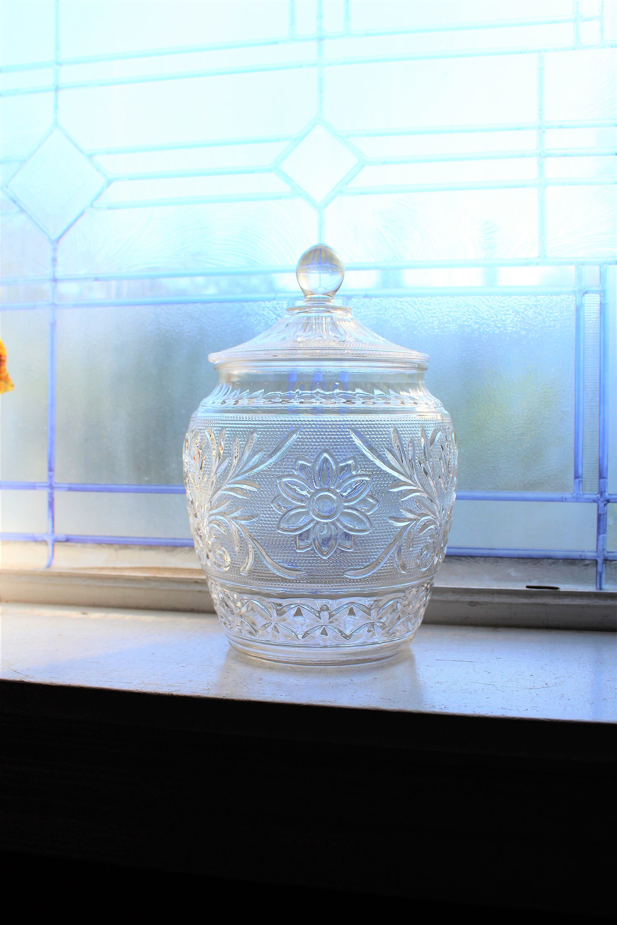 Vintage Sandwich Glass Cookie Jar