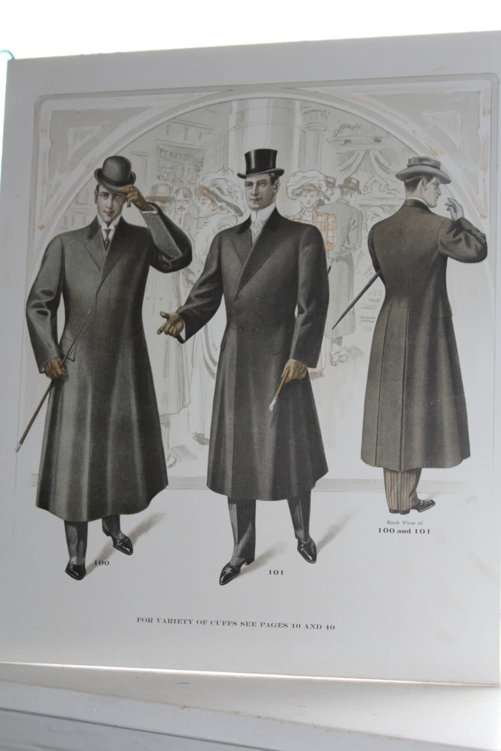 Large Antique Edwardian Mens Fashion Plate Tailor Catalog Print Circa ...