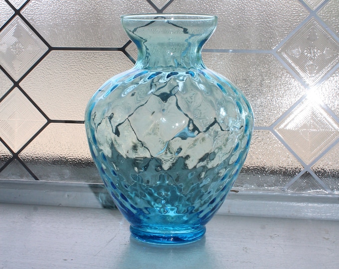 Vintage Venetian Empoli Glass Blue Vase