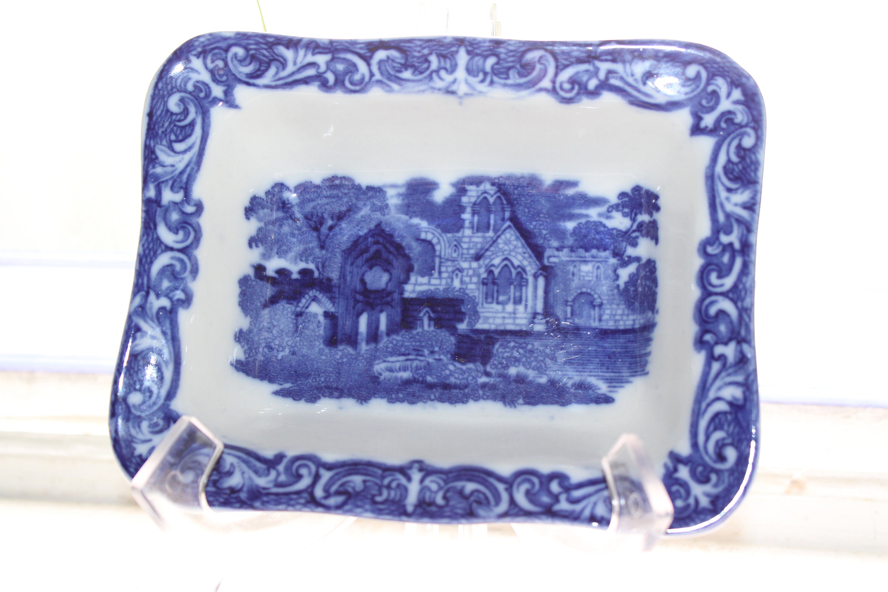 Antique Flow Blue Shredded Wheat Dish Jones & Sons Ironstone