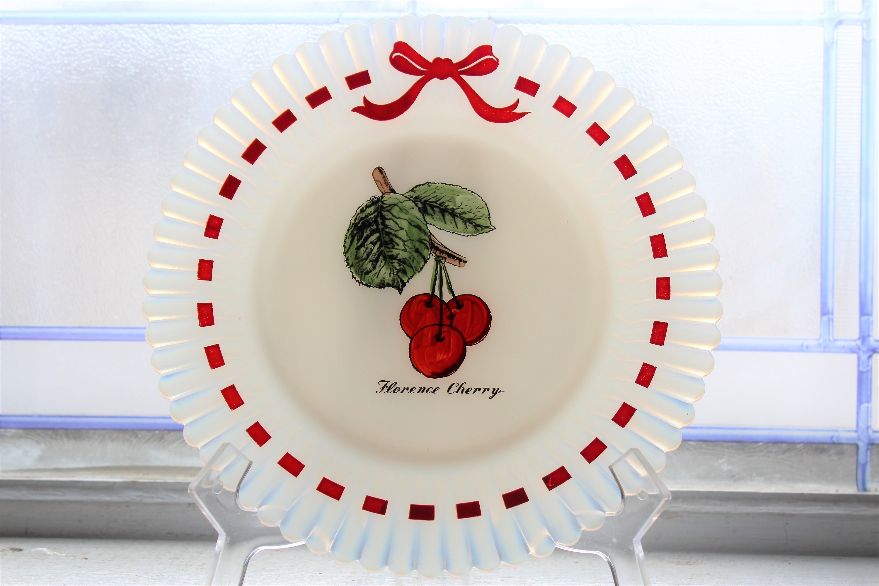 Petalware Fruit Plate Florence Cherry Vintage 1930s Depression Glass