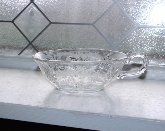 Fostoria Meadow Rose Handled Dish Nappy Elegant Glass