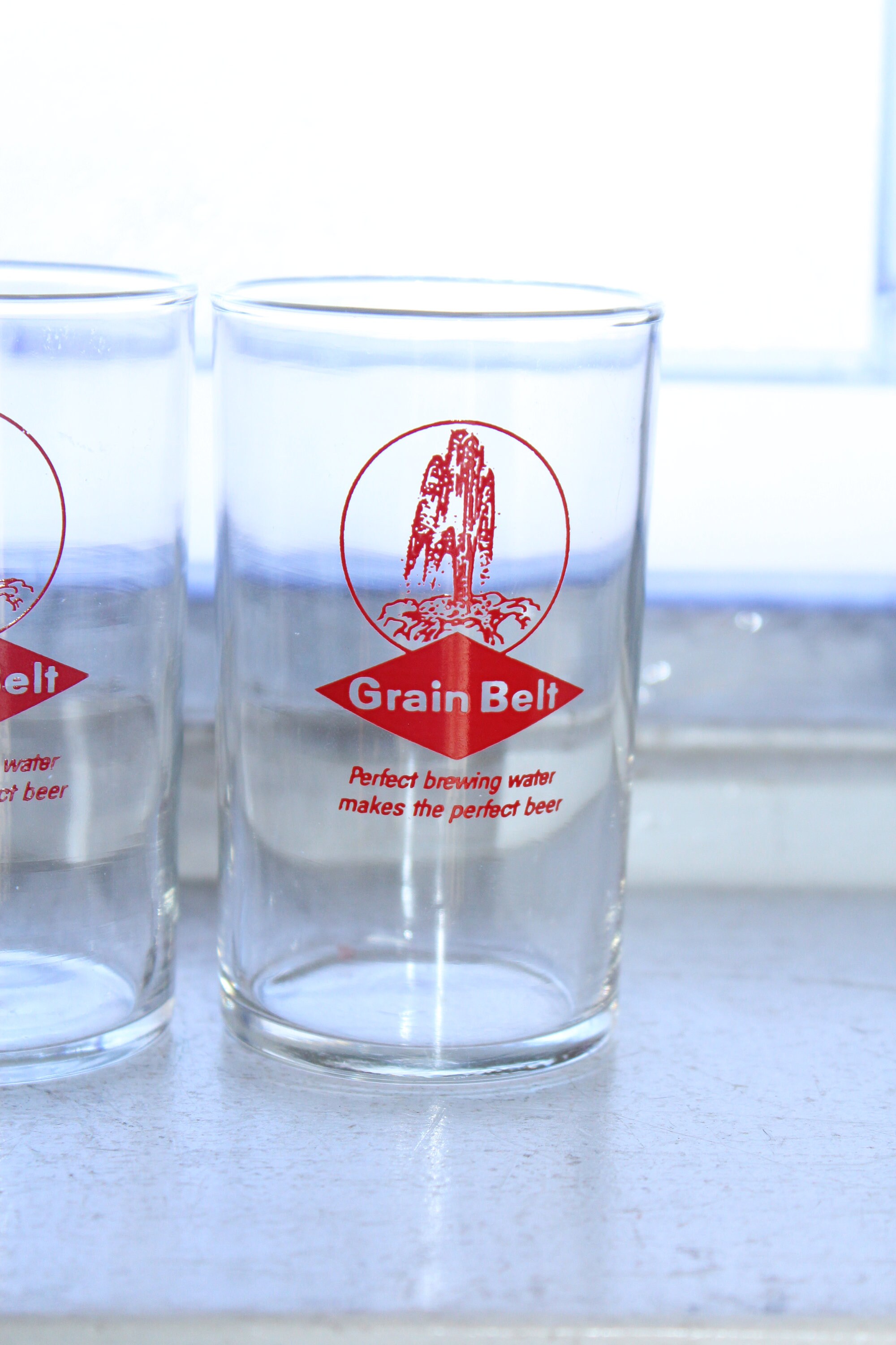 4 Vintage Grain Belt Beer Glasses 4 Inch
