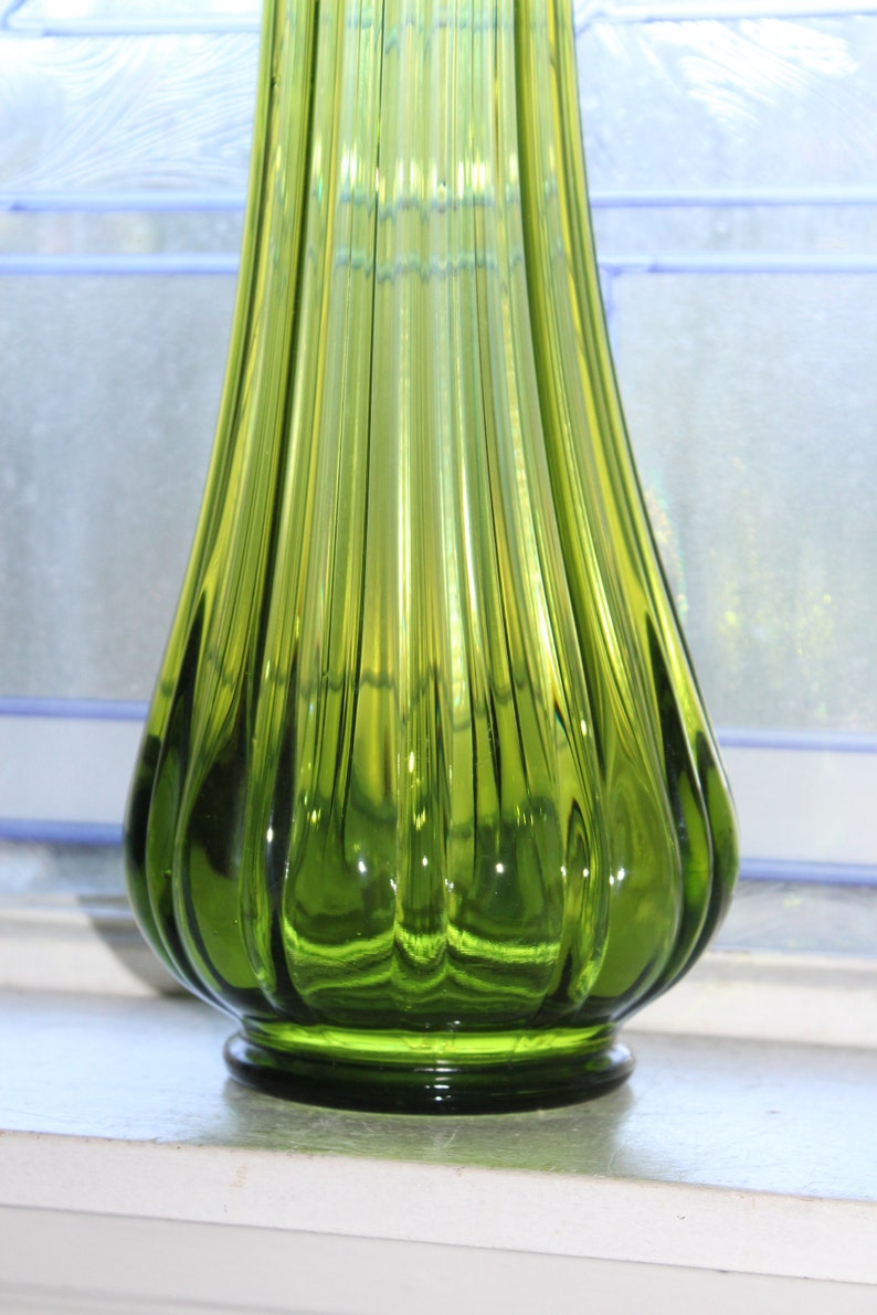 Large Green Swung Glass Vase 19.5 Vintage Mid Century Etsy