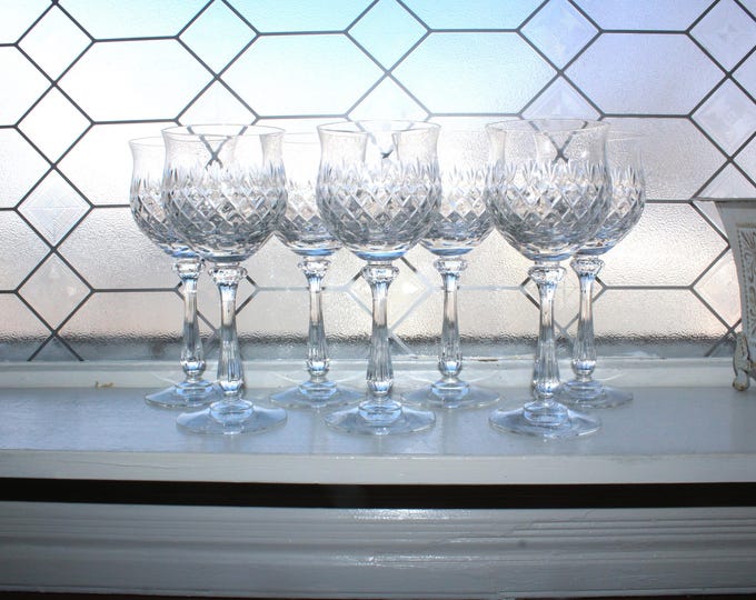 7 Vintage Mikasa Chateau Crystal Wine or Water Goblets