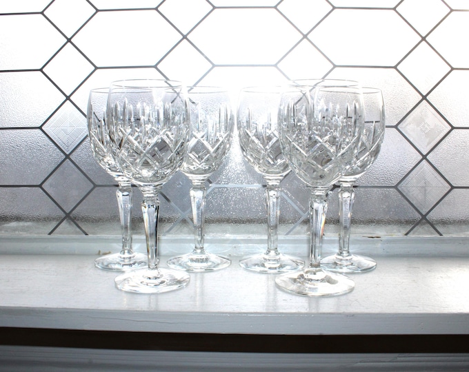 6 Vintage Gorham Crystal Lady Anne Water Wine Glasses