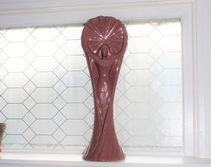 Tall Art Deco Floor Vase 24 Inch Modern Lady & Sun Haeger Pottery 6036