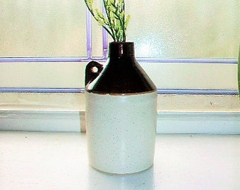 Vintage Small Brown & White Jug Country Wedding Decoration Vase