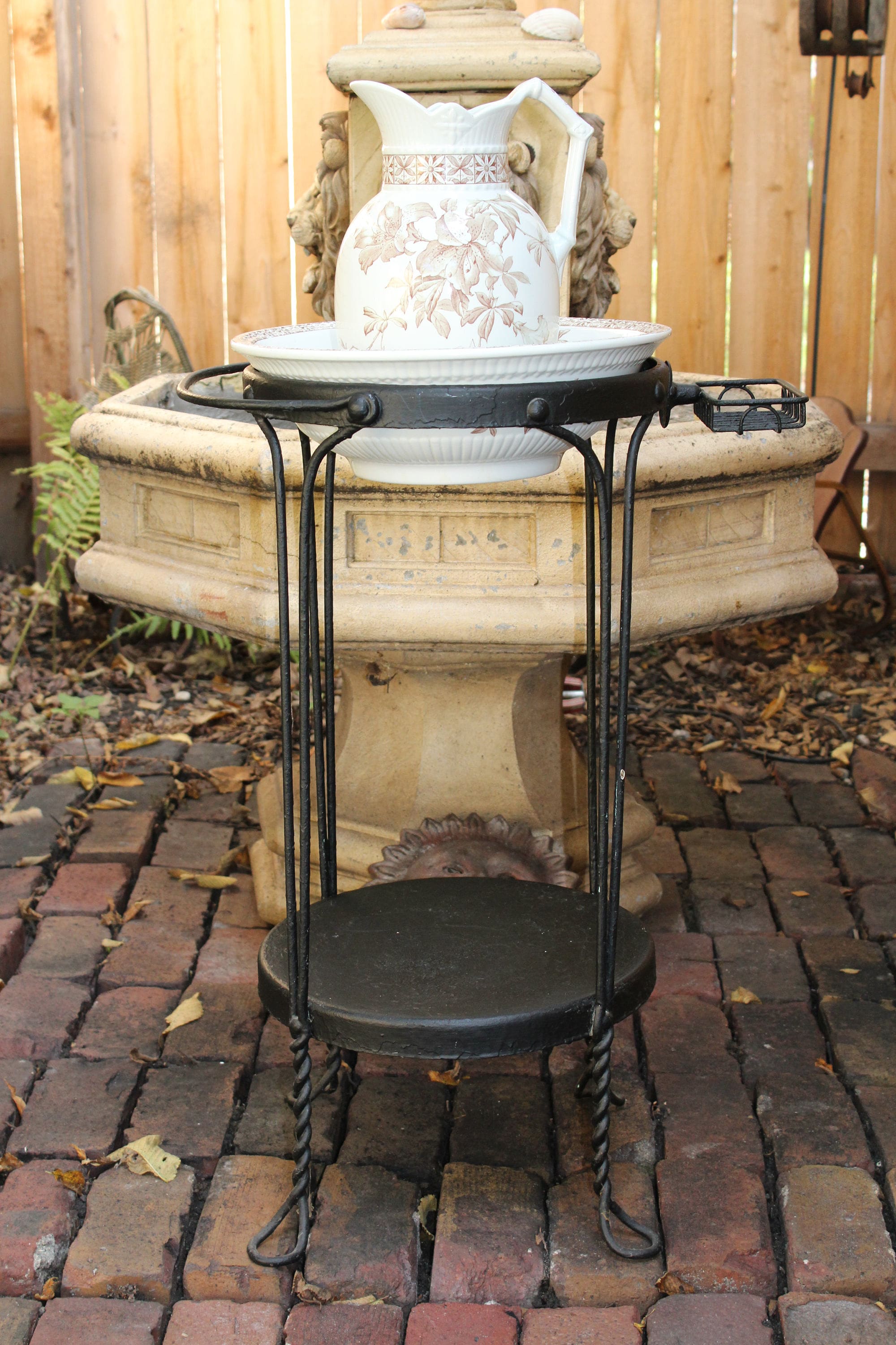 Antique Wash Stand For Pitcher and Bowl Rustic Farmhouse Decor