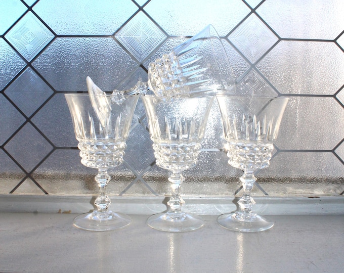 4 Crystal Wine or Water Goblets Tuilleries Villandry by Cristal D'Arques-Durand