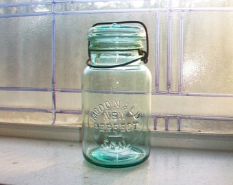 Blue Mason Jar McDonald New Perfect Seal Quart Jar Blue Canning Jar Glass Lid