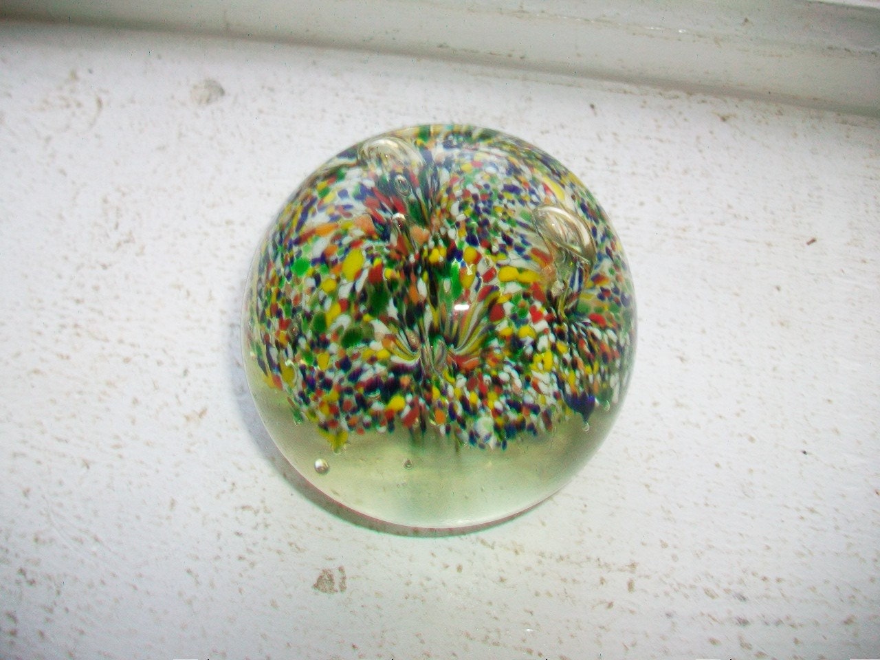 Vintage Art Glass Paperweight Multi Colored Mushrooms