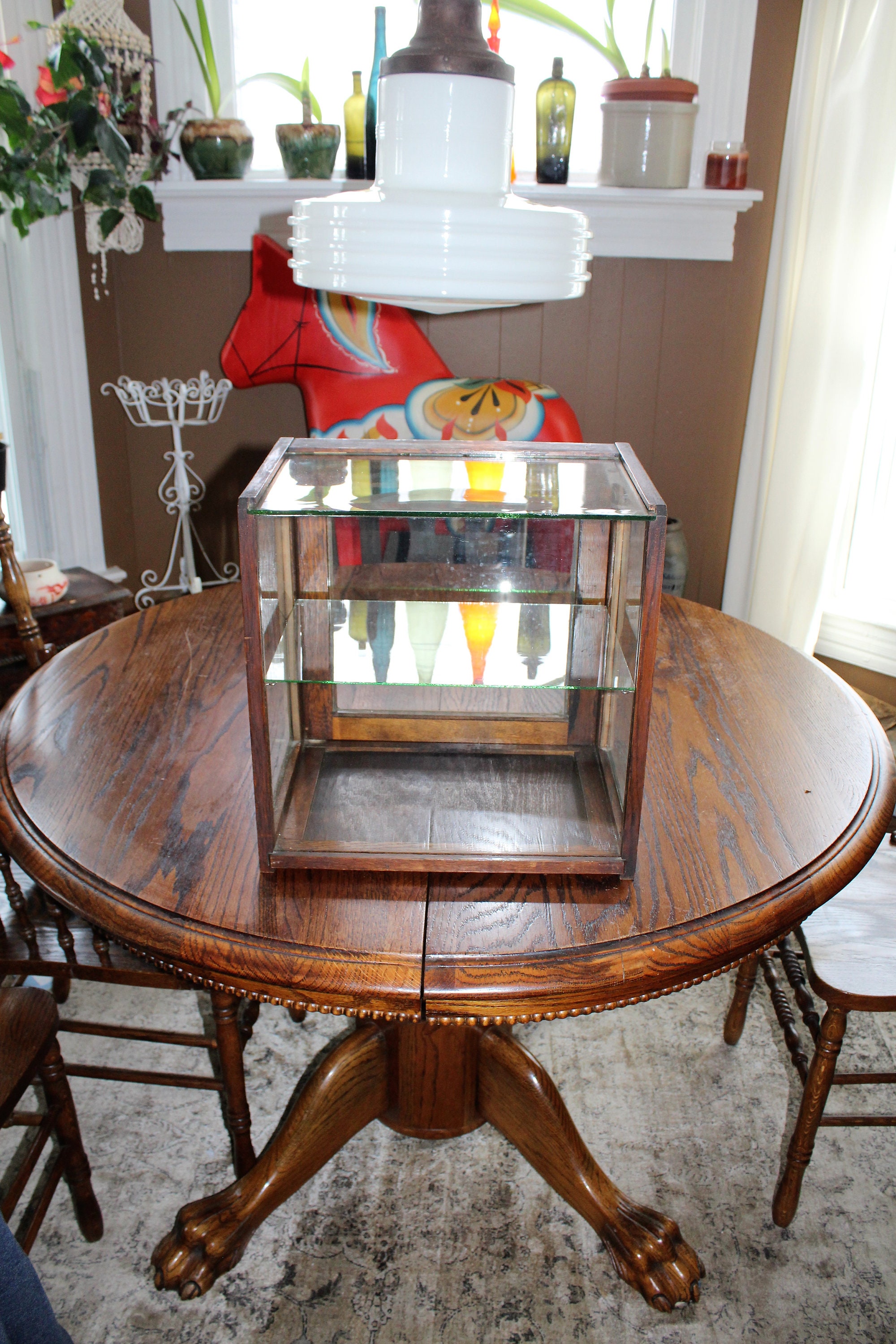Antique Store Counter Top Display Case Quarter Sawn Oak & Glass 1800s